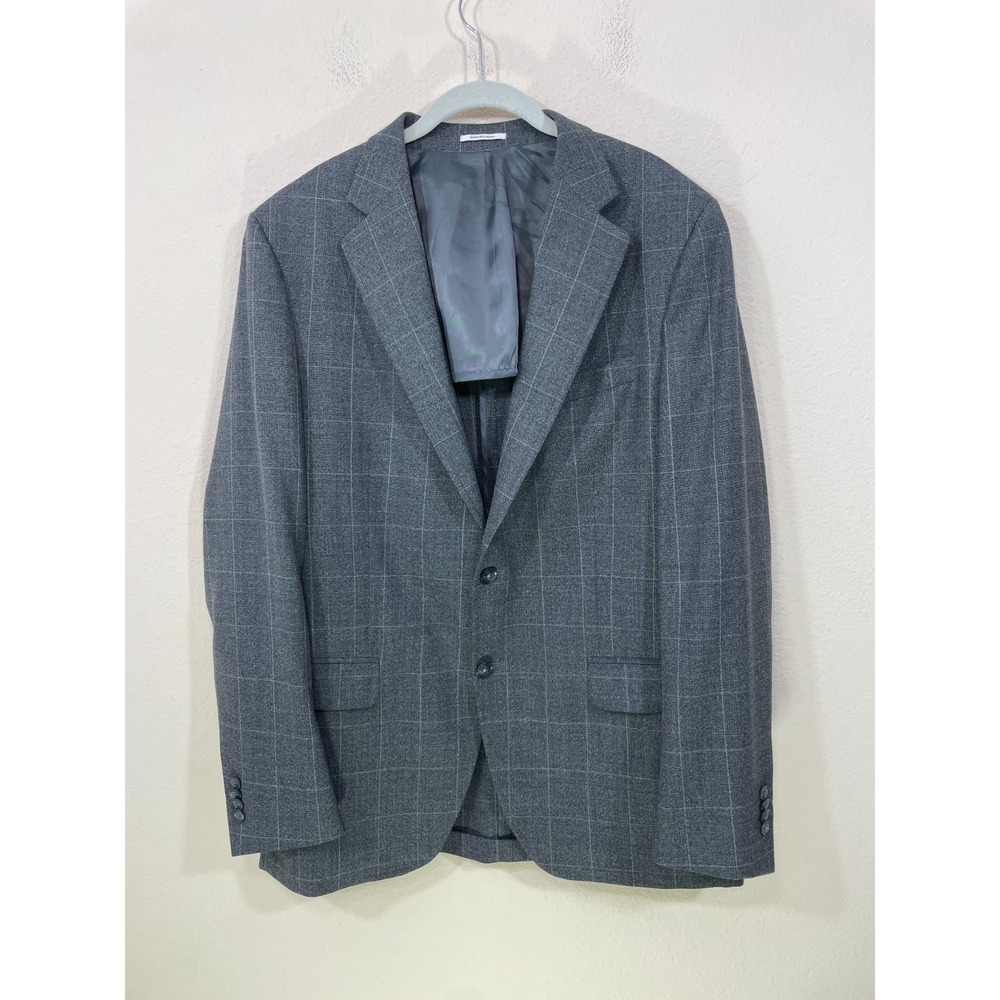 Peter Millar Blazer Men 42T Wool Gray Check PLAID Windowpane Sport Coat Canada